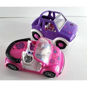 Polly Pocket Cars Convertible Jeep Pair Of 2 Purple Pink 2000 2001 Y2K